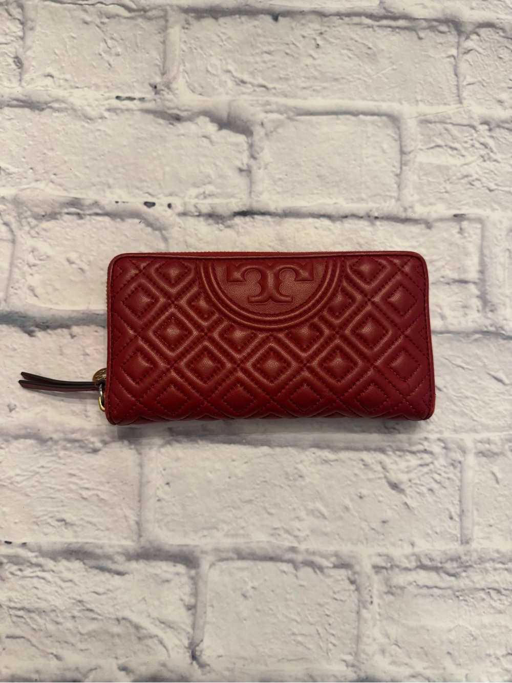 Tory Burch Red Fleming Zip-Around Wallet